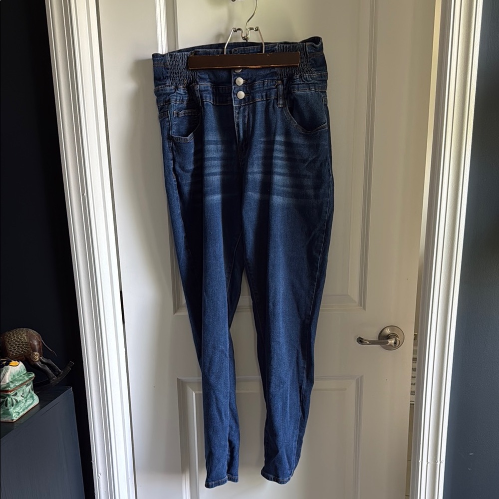 SHEIN High Rise Blue Jeans with Skinny Fit